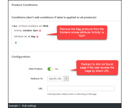 Example 1 - Hide Gym Bags - Rules settings