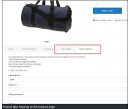 Tabs - product view page
