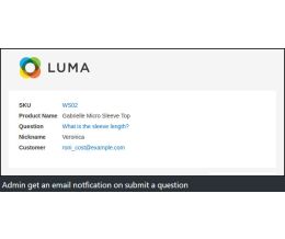 Admin email on submit a question