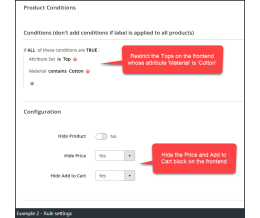 Example 2 - Hide Price/Add to Cart for Contton Tops - Rules settings