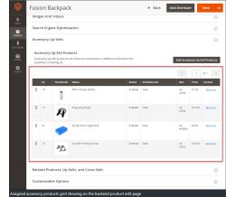 Backend - accessory products grid
