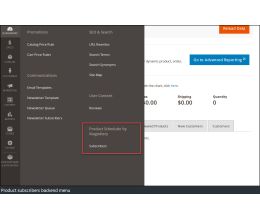 Backend - subscribers menu