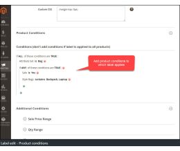 Product Conditions - Backend label edit