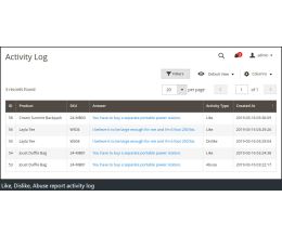 Backend - activity log grid