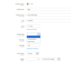 Assign Label to Product - Admin