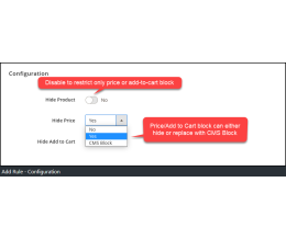 Add Rule form - Configuration tab - Hide Price/Add to Cart