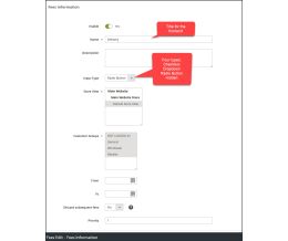 Backend - Create Fee form - General information