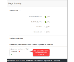 Permission and Product Conditions - Create a new inquiry form - backend
