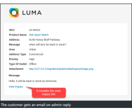 Customer email on admin reply