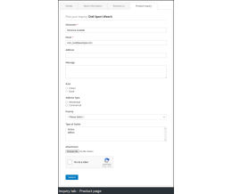 Inquiry tab - Product page