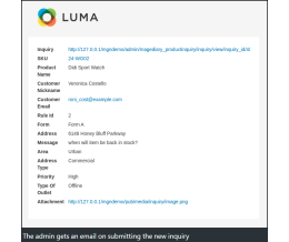 Admin email - submit the new inquiry