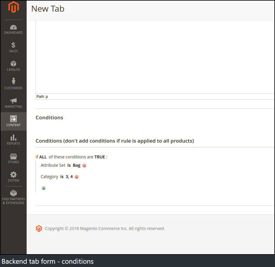 Rule-Based Product Tabs for Magento 2 - Conditions